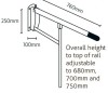 Impey DR10 | Drop Down Single Hinged Rail with leg - 760mm